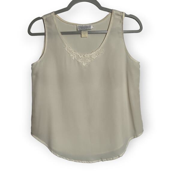 LOT OF TWO Vintage Impressions of California SIZE S Tank Top Blouse Black Ivory - Picture 3 of 11